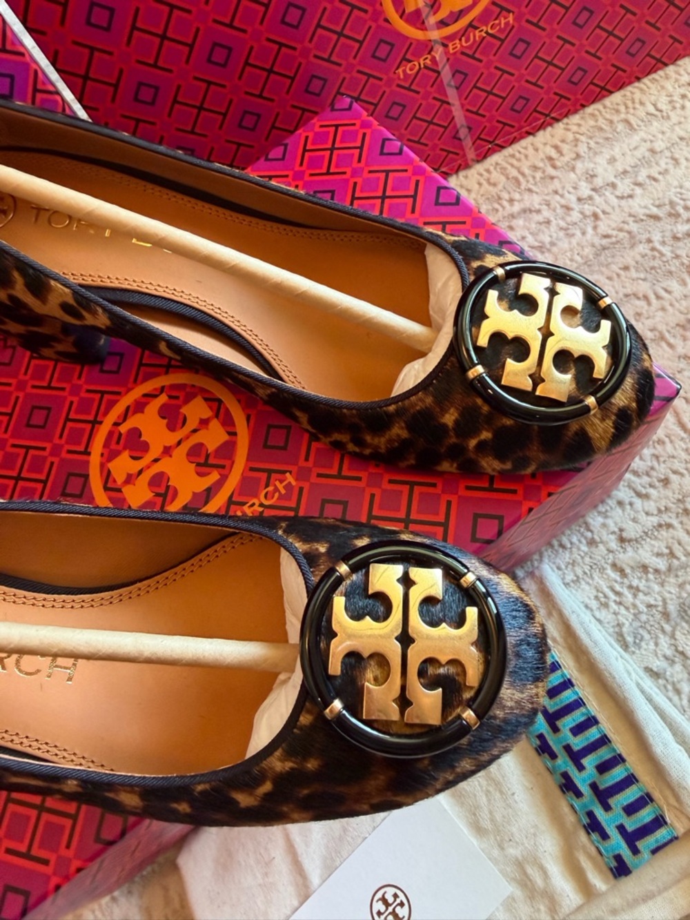 Tory Burch Leopard Print Block Heel Pumps - Brown/Black/Gold - Picture 5 of 10